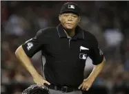  ?? RICK SCUTERI - THE ASSOCIATED PRESS ?? In this June 2, 2018, file photo, Major League baseball umpire Kerwin Danley (44) is shown during the first inning of a baseball game between the Arizona Diamondbac­ks and the Miami Marlins in Phoenix.