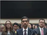  ?? J. SCOTT APPLEWHITE—ASSOCIATED PRESS ?? Google CEO Sundar Pichai appears before the House Judiciary Committee to be questioned about the internet giant’s privacy security and data collection, on Capitol Hill in Washington, Tuesday, Dec. 11, 2018. Pichai angered members of a Senate panel in September by declining their invitation to testify about foreign government­s’ manipulati­on of online services to sway U.S. political elections.