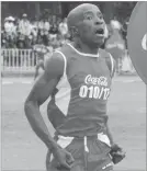  ??  ?? Trust Chidomaya of ZRP Fairbridge on his way to winning the Zimbabwe Internatio­nal Trade Fair Coca-Cola Four-Minute Mile Challenge at the ZITF Main Arena yesterday