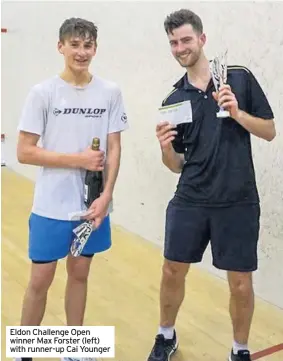  ??  ?? Eldon Challenge Open winner Max Forster (left) with runner-up Cai Younger