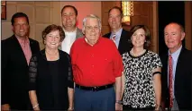  ??  ?? Mark Power, from left, UA Trustee Jane Rogers, Chris Wyrick, Lewis Epley, Wally and Betty Lundrum and Jay Rogers attend the Southwest Classic reception Sept. 26.