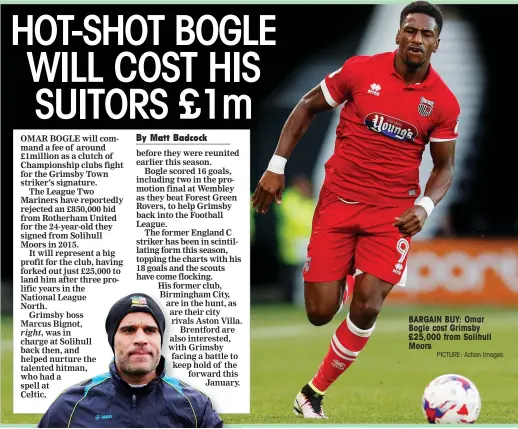  ?? PICTURE: Action Images ?? BARGAIN BUY: Omar Bogle cost Grimsby £25,000 from Solihull Moors