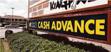  ?? Melissa Phillip / Houston Chronicle ?? Advance America’s location at 8574 Westheimer is one of 20 stores in the chain that remain open. The company shut 11 stores in the wake of Houston’s crackdown on payday lenders.
