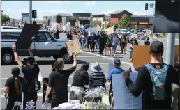  ??  ?? People protest during a Black Lives Matter protest in Lodi on Sunday.