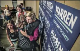  ?? Robert Gauthier Los Angeles Times ?? ELIZABETH WARREN, with supporters Monday at East L.A. College, trails fellow progressiv­e Bernie Sanders, but gender bias is just one possible reason.