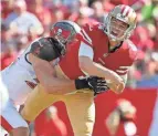  ?? KIM KLEMENT/USA TODAY SPORTS ?? Nick Mullens has completed 64.5% of his career passes for 4,714 yards and 25 touchdowns with 22 intercepti­ons.