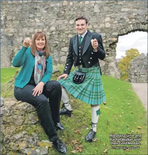  ?? 21_MOD43jp3_goldmedal ?? Alasdair Currie and Rachel Walker with their Gold Medals.