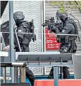  ??  ?? Anti-terror officers patrol Orly airport yesterday, above. The attacker has been named as Ziyed Ben Belgacem, 39, left