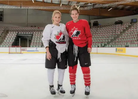  ?? JOSEPH LEUNG/HOCKEY CANADA/THE CANADIAN PRESS ?? B.C. sisters Sarah, left, and Amy Potomak both have the scoring touch Hockey Canada seeks, but their style of play and personalit­ies are different.
