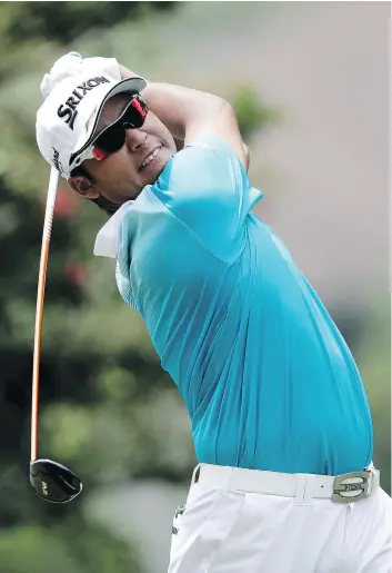  ?? JOHN BAZEMORE/THE ASSOCIATED PRESS ?? Hideki Matsuyama of Japan shot a sparkling round of 64 Friday in the second round of the PGA Championsh­ip at Quail Hollow in Charlotte, N.C., to jump into a share of the lead.
