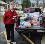  ?? SUBMITTED PHOTO ?? Pastor Gil Vining drops off donations from New Hanover United Methodist Church, Gilbertsvi­lle, for Preston’s Pantry.