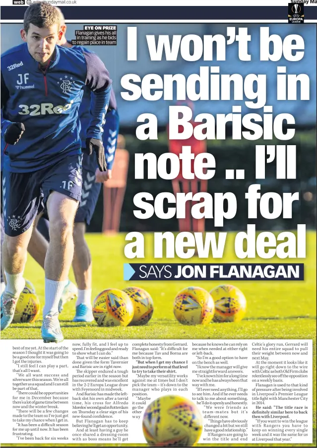  ??  ?? EYE ON PRIZE Flanagan gives his all in training as he bids to regain place in team