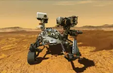  ?? Foto: Nasa, JPL-Caltech, dpa ?? Der Nasa-Rover „Perseveran­ce“soll mit Daten aus dem Nördlinger Ries nach Spuren früheren Lebens suchen.