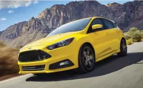  ?? FORD ?? Ford Focus ST We love the Ford Focus ST because its comfy, frisky, fun, and only comes with a manual transmissi­on, which is our favourite. But with zero to 100 kilometres/hour arriving in about 6.2 seconds, and a quarter-mile pass of just under 15...