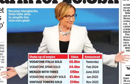  ?? ?? Revamp: Margherita Della Valle aims to simplify the telecoms giant
