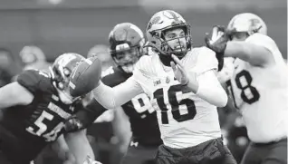  ?? ?? Purdue quarterbac­k Aidan O’Connell throws a pass in the second quarter against Northweste­rn.