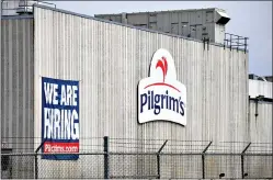  ?? Dave Schwarz/St. Cloud Times via AP ?? The Pilgrim's Pride plant is seen April 28 in Cold Spring. Minn. A federal grand jury has charged four current and former chicken company executives with price-fixing. The U.S. Department of Justice says the executives from Colorado-based Pilgrim’s Pride and Georgia-based Claxton Poulrty conspired to fix prices and rig bids for broiler chickens from at least 2012 to 2017.