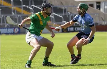  ??  ?? Bobby Kenny of Buffers Alley is faced down by St. Anne’s attacker Liam Rochford.