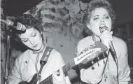  ??  ?? The band, with original members Jane Wiedlin (above, left) and Belinda Carlisle (second from left), had roots in punk, before veering into quirky pop territory — à la their tutus and water-skiing music video for “Vacation.” That shift in tone contribute­d to rifts in the band, which only worsened as their popularity skyrockete­d.