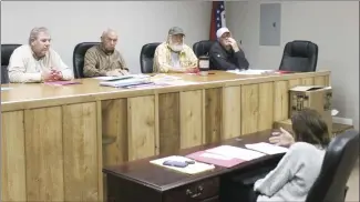  ?? Brodie Johnson • Times-Herald ?? Members of the Palestine City Council, from left, Gary Gore, Mayor Billy Shafer, Kenneth Cagle and Derrick Boileau listen as City Attorney Jennifer Collins explains the process involved to finalize annexation of the C.R. Smalls property in Palestine.