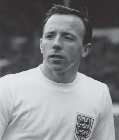  ?? PICTURE: GEORGE FRESTON/ FOX PHOTOS/ GETTY IMAGES. ?? THREE LIONS: England and Manchester United player, Nobby Stiles in his England shirt in 1965.