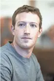  ?? MARTIN E. KLIMEK, USA TODAY ?? Facebook CEO Mark Zuckerberg said his personal challenge in 2017 will be to travel and talk to more people.