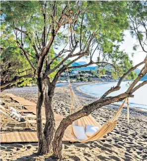  ?? ?? iYour hammock awaits: Ferma Beach near Ierapetra, on the south coast
h‘Dreaming of its Venetian epoch’: in Chania, visit the Janissarie­s Mosque