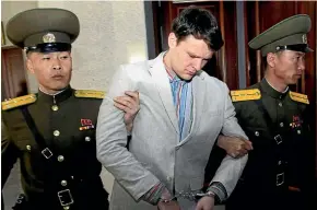  ?? AP ?? American student Otto Warmbier died in 2017 after being sent back to the US in a coma, following his detention in North Korea on suspicion of stealing a propaganda poster.