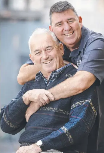  ?? Picture: DAVID CAIRD ?? Victorian man Peter Davis, 73, has just met for the first time the 51-year-old son he never knew he had. DNA tests by a sister and niece revealed Jamie is his child.