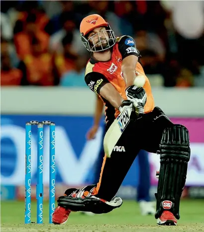  ??  ?? Sunrisers Hyderabad’s Yusuf Pathan played a match-winning unbeaten knock of 27 runs against Delhi Daredevils. —
