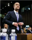  ??  ?? Seldom seen: Mark Zuckerberg, for once without his usual Silicon Valley T-shirt. Special case, he was testifying before a Senate committee, 10 April 2018. Photograph: Bloomberg/Getty Images
