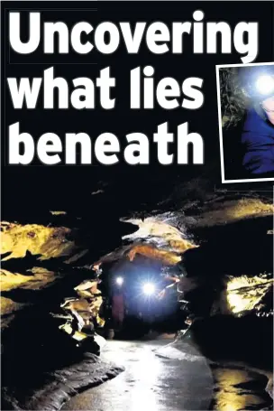  ??  ?? The hidden caves at Dan yr Ogof are among many natural wonders explored by Will Millard, top right, in his new BBC series.