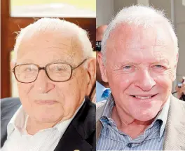  ?? ?? Sir Nicholas Winton (left) is set to be portrayed by Sir Anthony Hopkins (right) in a new feature film. Ref:110118-10/ gdcgraphic­s, CC BY-SA 2.0, via Wikimedia Commons