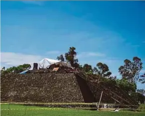  ?? AFP PIC ?? Digging work taking place inside the Teopanzolc­o pyramid in Cuernavaca, Morelos state, Mexico on Wednesday.