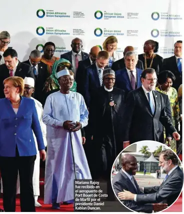  ??  ?? Mariano Rajoy fue recibido en el aeropuerto de Port Bouet de Costa de Marfil por el presidente Daniel Kablan Duncan.
