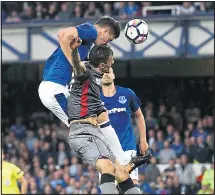  ??  ?? STOOPS TO CONQUER: Keane heads in Everton’s first