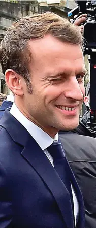  ??  ?? Blood ties: Mr Macron recalled how Britain and France had fought side by side in war