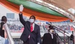  ?? ?? Mr Hichilema at his inaugurati­on