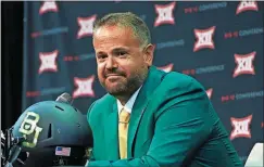  ?? [COOPER NEILL/THE ASSOCIATED PRESS] ?? Baylor head coach Matt Rhule speaks during Big 12 media days in July in Frisco, Texas.