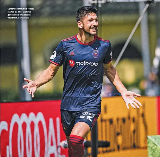  ?? CHICAGO FIRE FC ?? Center back Mauricio Pineda started all 23 of the Fire’s games in his first season with them.