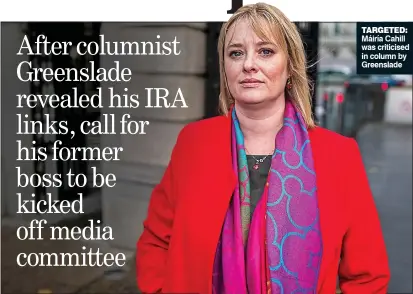  ??  ?? targeted: Máiría Cahill was criticised in column by Greenslade