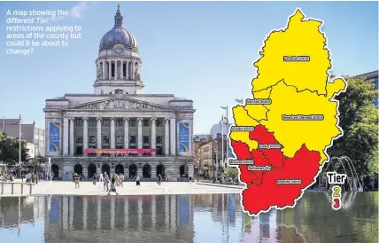  ??  ?? A map showing the different Tier restrictio­ns applying to areas of the county but could it be about to change?