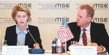  ?? AFP ?? German Defence Minister Ursula von der Leyen (left) and US Secretary of Defence Patrick M. Shanahan at a meeting of defence ministers prior to the 55th Munich Security Conference yesterday.