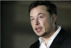  ?? KIICHIRO SATO — THE ASSOCIATED PRESS FILE ?? In this Thursday file photo, Tesla CEO and founder of the Boring Company Elon Musk speaks at a news conference, in Chicago.