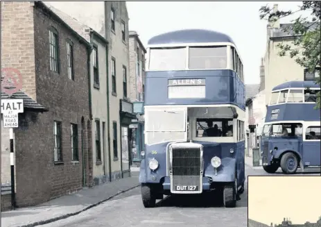  ??  ?? Allen’s Buses going down Southfield Road in the 1950s. The former black and white picture has been expertly coloured by PaulMedia.