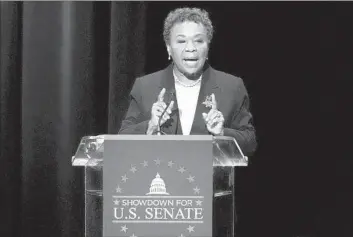  ?? Damian Dovarganes Associated Press ?? REP. BARBARA LEE came in fourth in the Senate race but became a hero with a cult-like following.