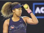  ?? Andy Brownbill Associated Press ?? NAOMI OSAKA won’t attend news conference­s because of a “disregard for athletes’ mental health.”