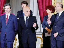  ?? Ansa ?? Al giuramento Andrea Orlando (Giustizia), Marco Minniti (Interno) e Angelino Alfano (Esteri) al Quirinale il 12 dicembre 2016