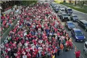  ?? AP ?? After a marathon week of negotiatio­ns, the Las Vegas hotel workers union, shown here picketing in August, has reached a tentative deal with Wynn Resorts.