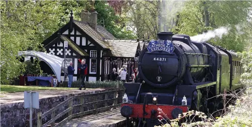  ??  ?? Full steam ahead: The Cathedrals Explorer delights railway enthusiast­s as it pays a visit to Dunrobin Castle Station in Sutherland